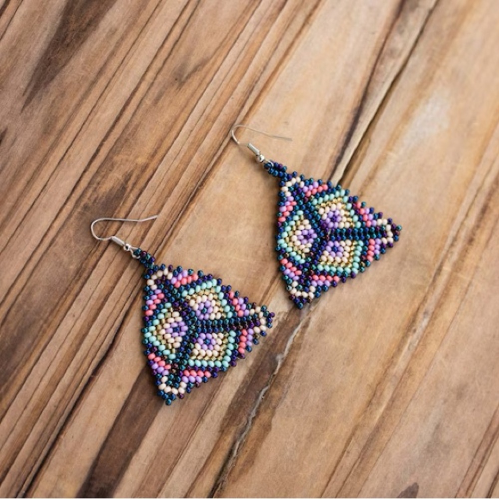 Mayan hand Beaded Earrings